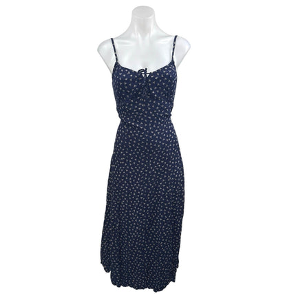 John Galt Blue Floral Sleeveless Cami Camisole Tie Back Midi A-Line Dress Size S