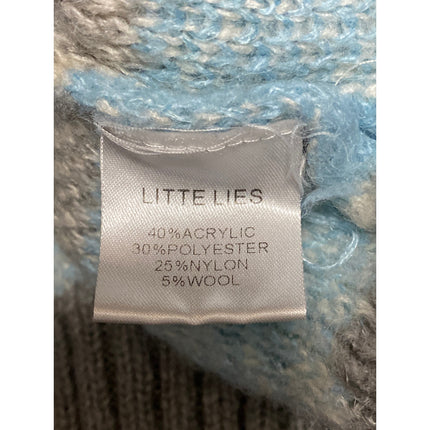 Little Lies Stripe Sia Gray Blue Wool Crew Neck Long Sleeve Sweater Top Size S/M