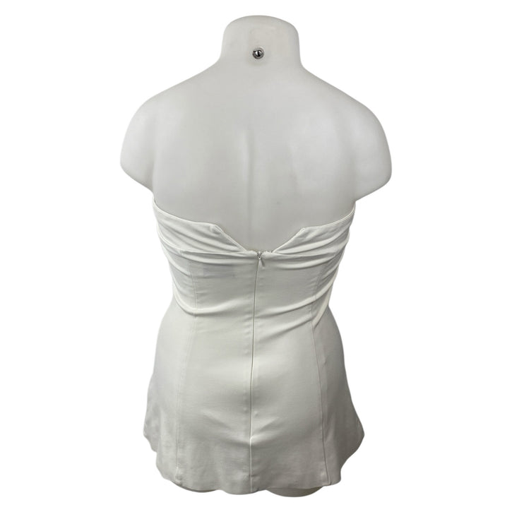 RNWY Women's White Strapless Tube Bandeau Fitted Bustier Mini Bodycon Dress Sz L