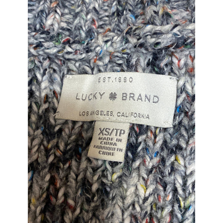 Lucky Brand Women's Gray V-neck  Long Dolman Sleeve Crop Knit Sweater Top Sz XS