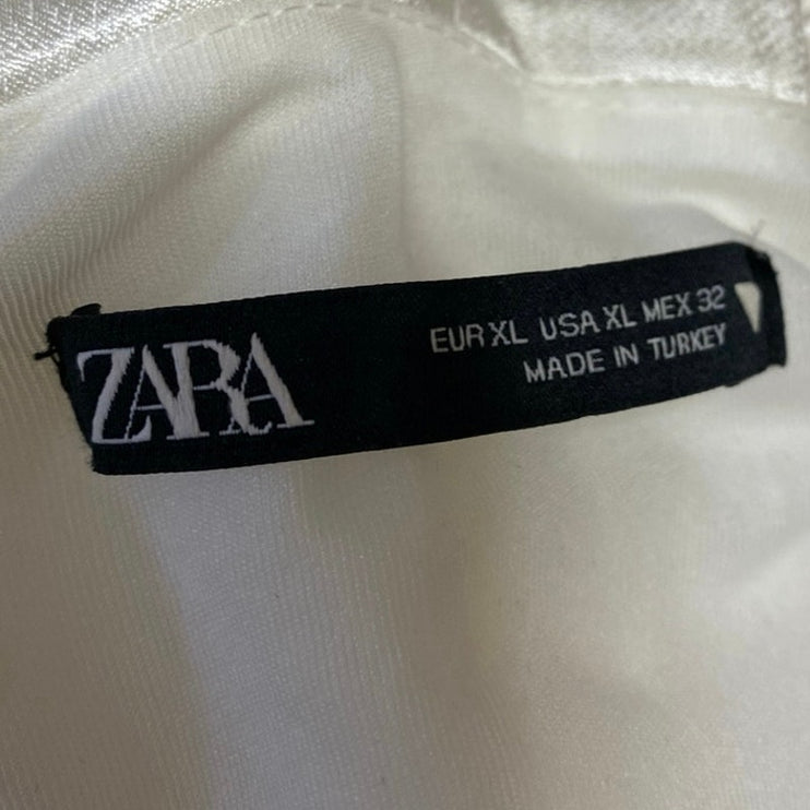 Zara Women's White Sleeveless Strapless Bandeau Corset Crop Tank Tube Top Sz XL