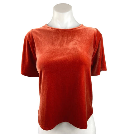 Madewell NWT Orange Velvet Round Neck Flutter Sleeve Butterfly T Shirt Top Sz M