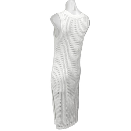 NWT Cupshe White Crochet Open Knit Sleeveless Midi Tank Coverup Sweater Dress S