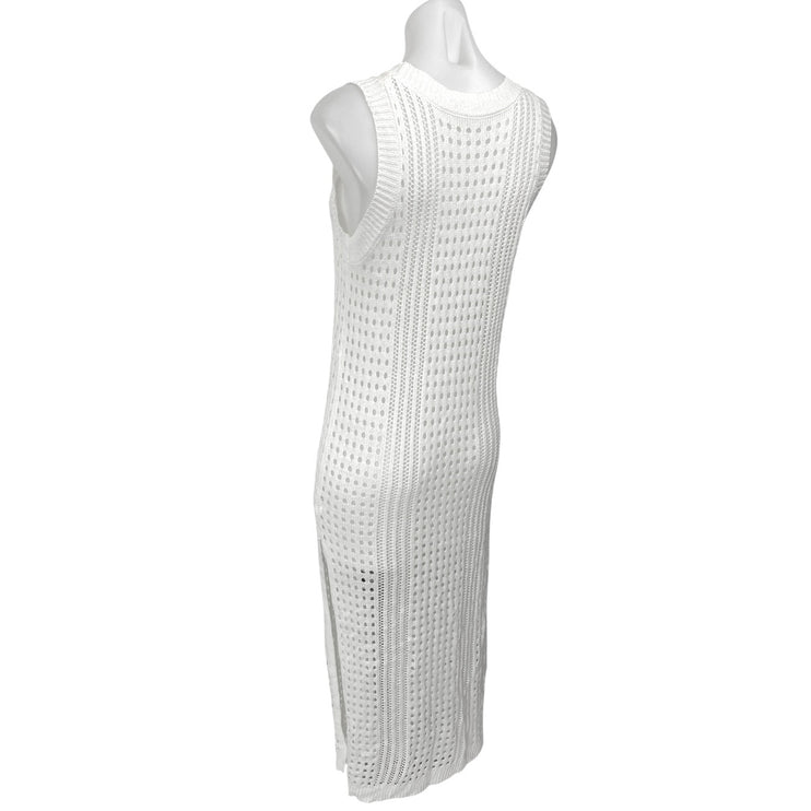 NWT Cupshe White Crochet Open Knit Sleeveless Midi Tank Coverup Sweater Dress S