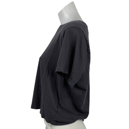 Madewell Women's Black Boxy Short Sleeve Crew Neck Crop T Shirt Tee Top Size M