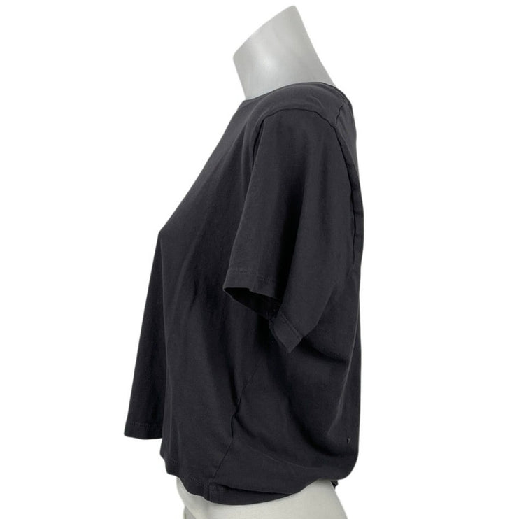 Madewell Women's Black Boxy Short Sleeve Crew Neck Crop T Shirt Tee Top Size M