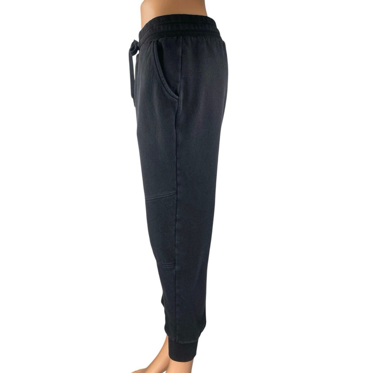 Eleven Paris Black Elastic Waist Drawstring Tapered Leg Trousers Joggers Pants S