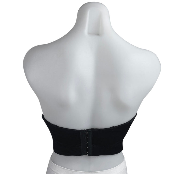 Fashion Nova Black Feather Sleeveless Strapless Corset Bustier Crop Top Size S