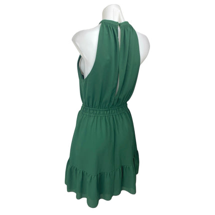 Aritzia Wilfred Green Sleeveless High Neck Ruffle Fit & Flare Mini Dress OS