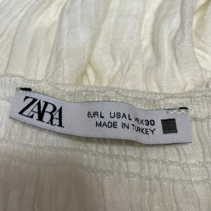 Zara Women's White Sleeveless Smocked Halter Tie Tiered Midi A-line Dress Size L