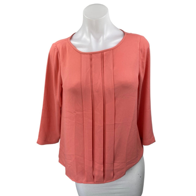 Ann Taylor LOFT Women's Coral Half Sleeve Pintucked Casual Blouse Top Size SP