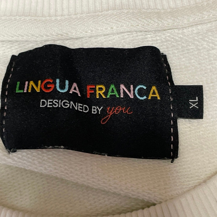 Lingua Franca Women's White Crows Nest Crew Long Sleeve Sweatshirt Top Size XL