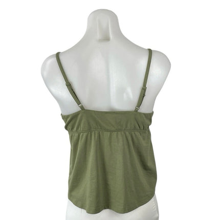 Urban Rebel Green Tie Front V Neck Sleeveless Flared Cami Camisole Tank Top Sz L