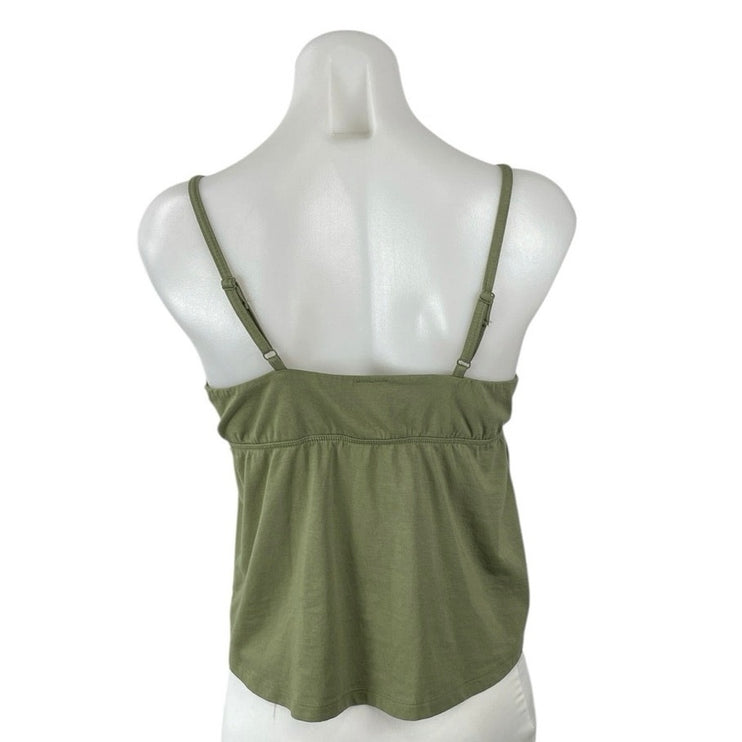 Urban Rebel Green Tie Front V Neck Sleeveless Flared Cami Camisole Tank Top Sz L