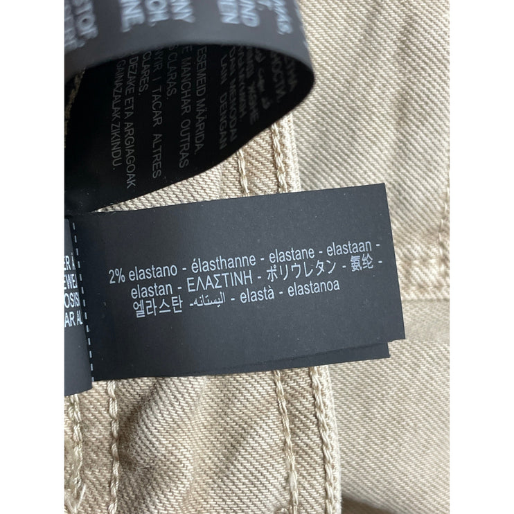 Zara Women's Beige Raw Frayed Hem High Rise Barrel Wide Leg Denim Jeans Pants 6