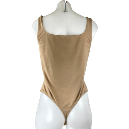 Aritzia Babaton Brown Tan Sleeveless Square Neck One Piece Bodysuit Tank Top XL