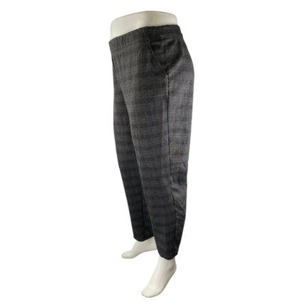 Max Studio Black Gray Plaid Pull On High Rise Straight Trousers Pants Size 3XL