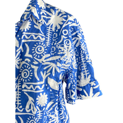 Zara Women's Blue Printed Short Sleeve Shirt & Wide Leg Trousers Matching Set M