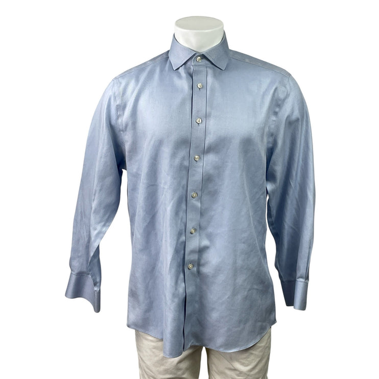 Charles Tyrwhitt Mens Blue Non Iron Slim Long Sleeve Button Up Shirt Top 16 1/2