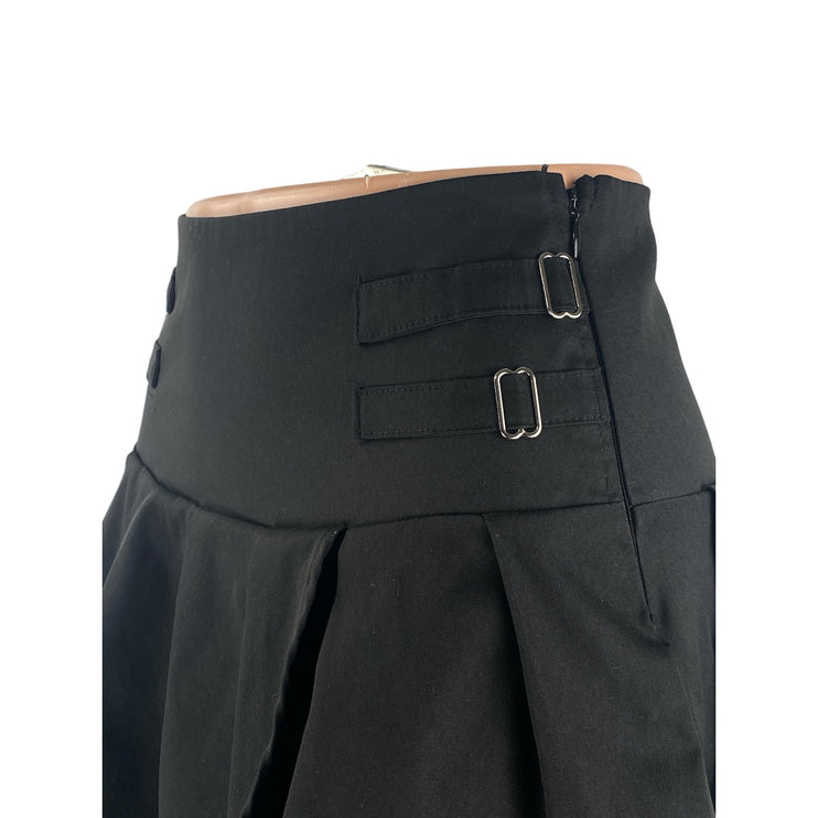 Princess Polly Women's Black Buckle Zip High Waist Pleated A Line Mini Skirt 4