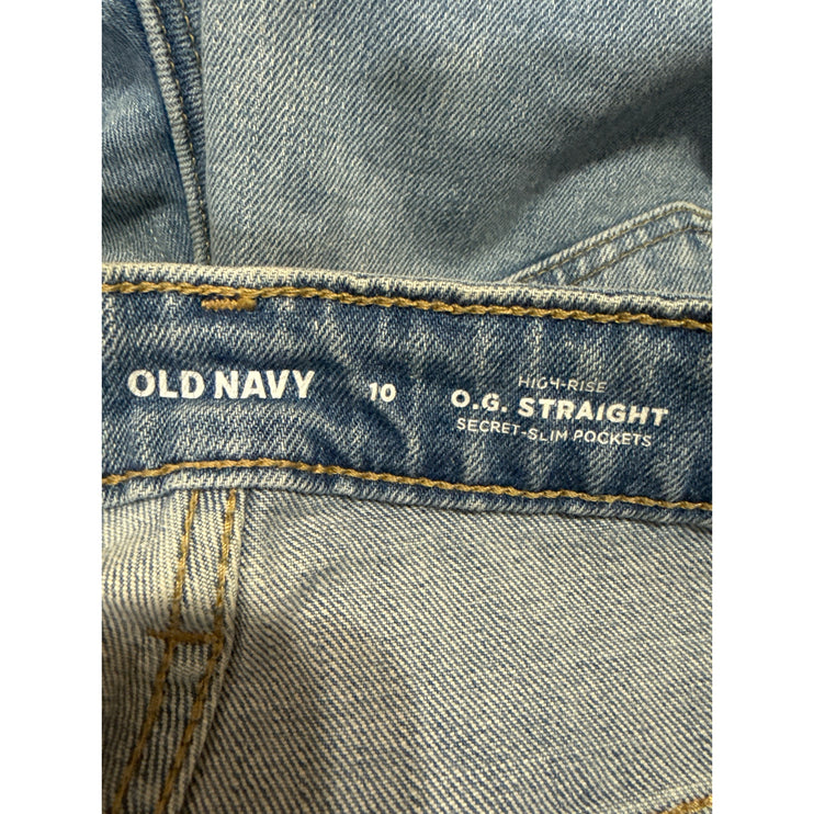 Old Navy O.G. Straight Women's Blue Distressed High Rise Cropped Denim Jeans 10