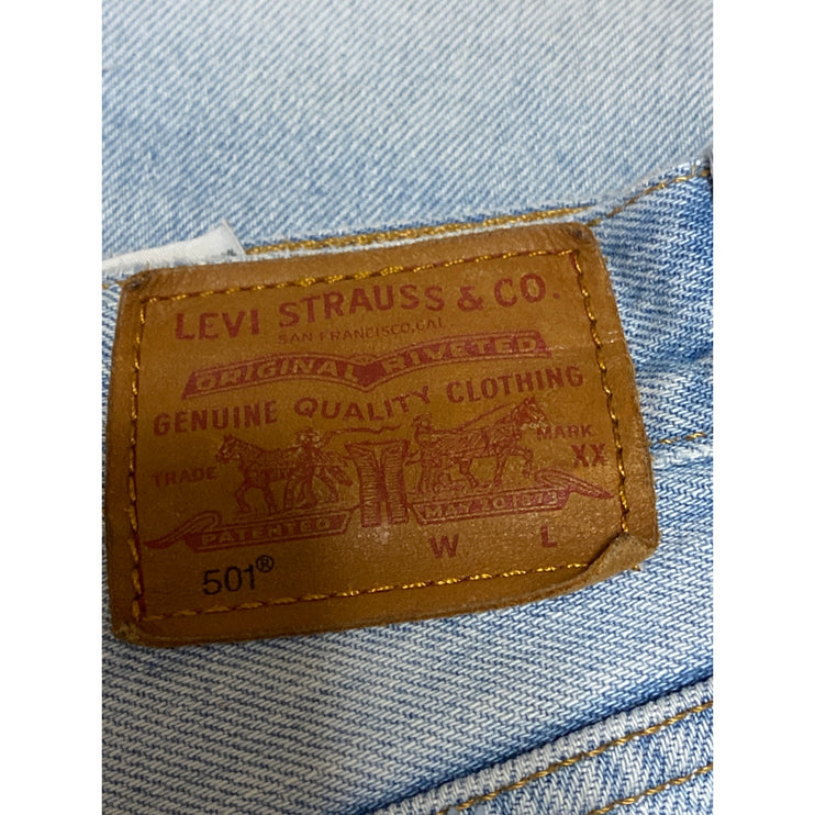 Levi's 501 Women's Blue High Waisted Frayed Raw Hem Cutoff Denim Jeans Shorts 27