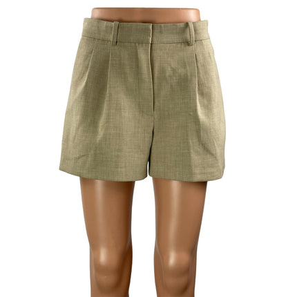 Aritzia Babaton Atelier Women's Beige Pleated High Waisted Casual Dress Shorts 4