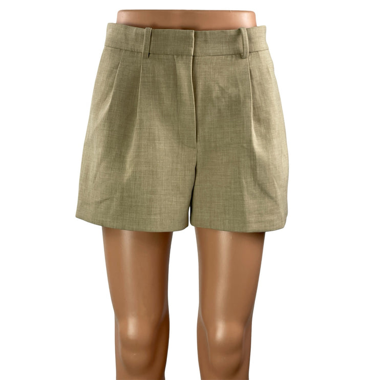 Aritzia Babaton Atelier Women's Beige Pleated High Waisted Casual Dress Shorts 4