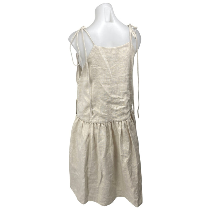 ElizaFaulkner Beige 100% Linen Sleeveless Cami Camisole Tank Mini Dress One Size