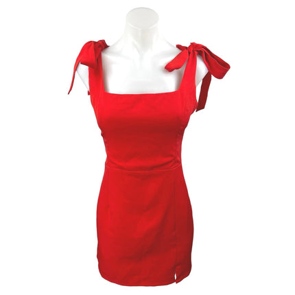 NEW Lulus Red Sleeveless Tie Bow Cami Camisole Tank Sheath Mini Dress Size L