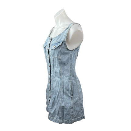 Madewell Women's Blue Seamed Sleeveless Button Down Mini A-Line Denim Dress Sz 4