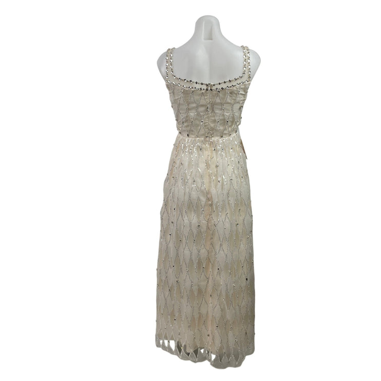 NEW Women's White Sequin Rhinestone Sleeveless Square Neck A-Line Tank Dress XS