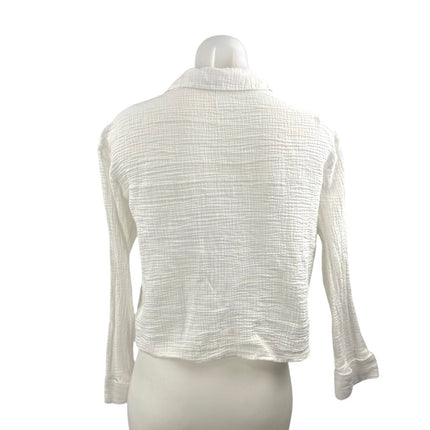 Abercrombie & Fitch White Long Sleeve Tie Knot V Neck Blouse Shirt Top Size S