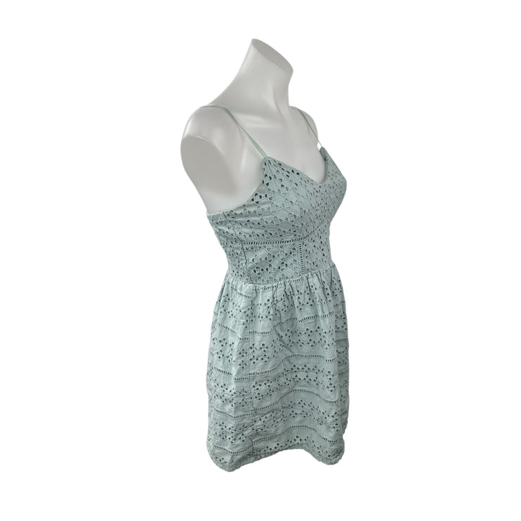 Society Girl Womens Blue Eyelet Embroidered Sleeveless Mini flare A-Line Dress 9