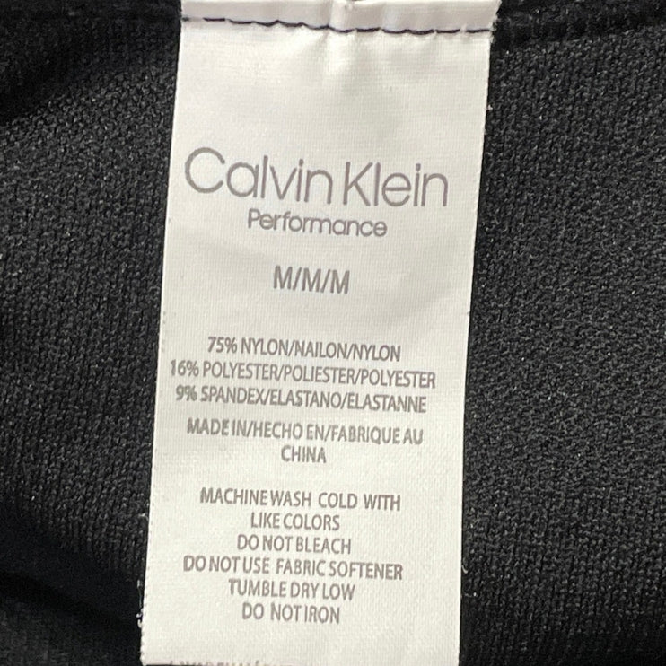 Calvin Klein Women's Black Scoop Neck Ribbed Yoga Athletic Sports Bra Crop Top M