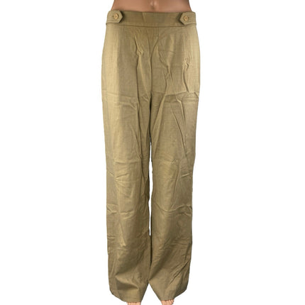 Talbots Women's Tan Khaki Wool High Rise Pleated Wide Leg Trousers Pants Size 8