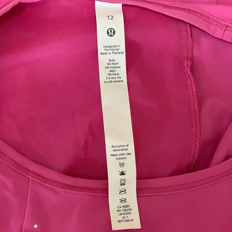 Lululemon Sculpt Women's Pink Sleeveless Mesh Athletic Cropped Tank Top Size 12