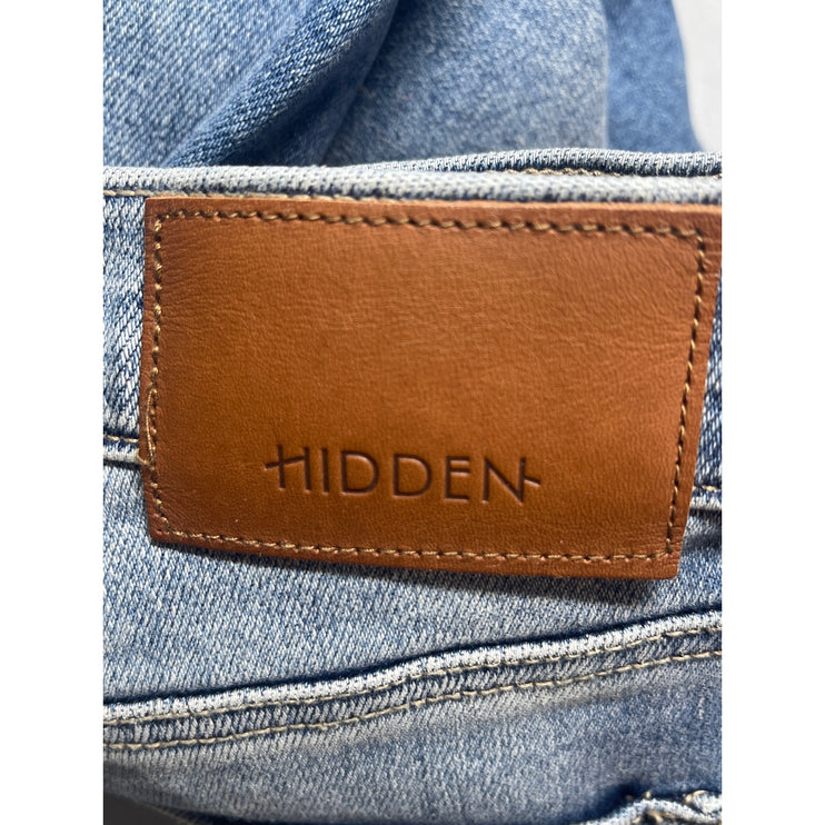 Hidden Women's Blue High Waisted Medium Wash Baggy Wide Leg Denim Jeans Pants 24