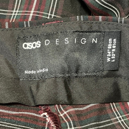 NEW Asos Women's Black Plaid Flannel Check Tapered High Rise Trousers Pants 34