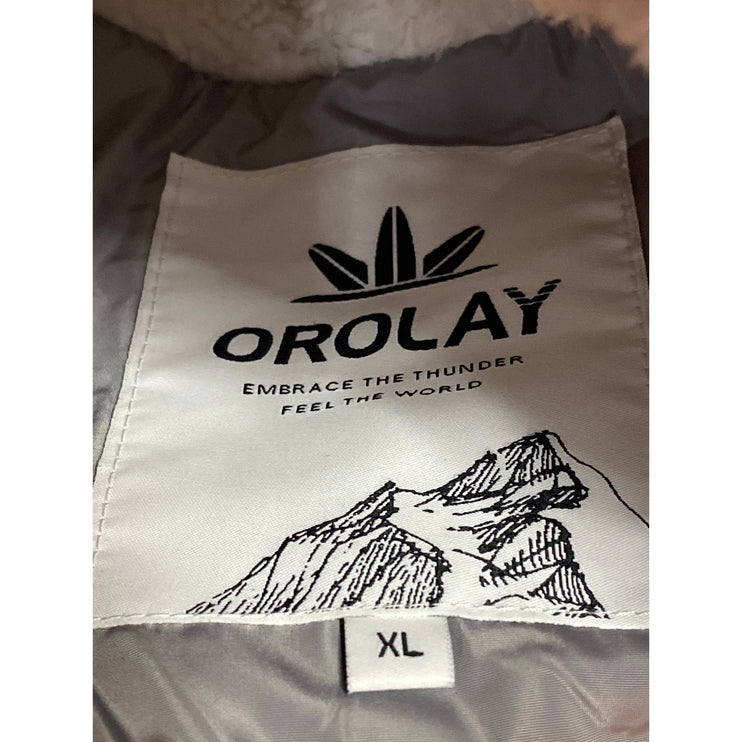 Orolay Women's Gray Full Zip Hooded Thickened Down Puffer Coat Jacket Size XL
