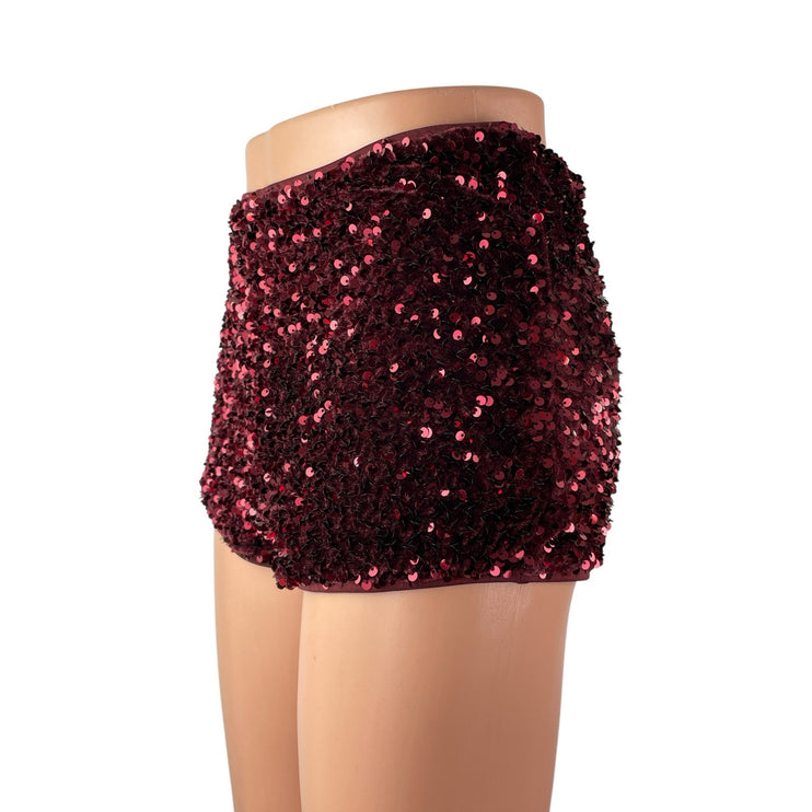 Wild Fable Women's Red Velvet Sequin High Rise Micro Sexy Party Bodycon Shorts S