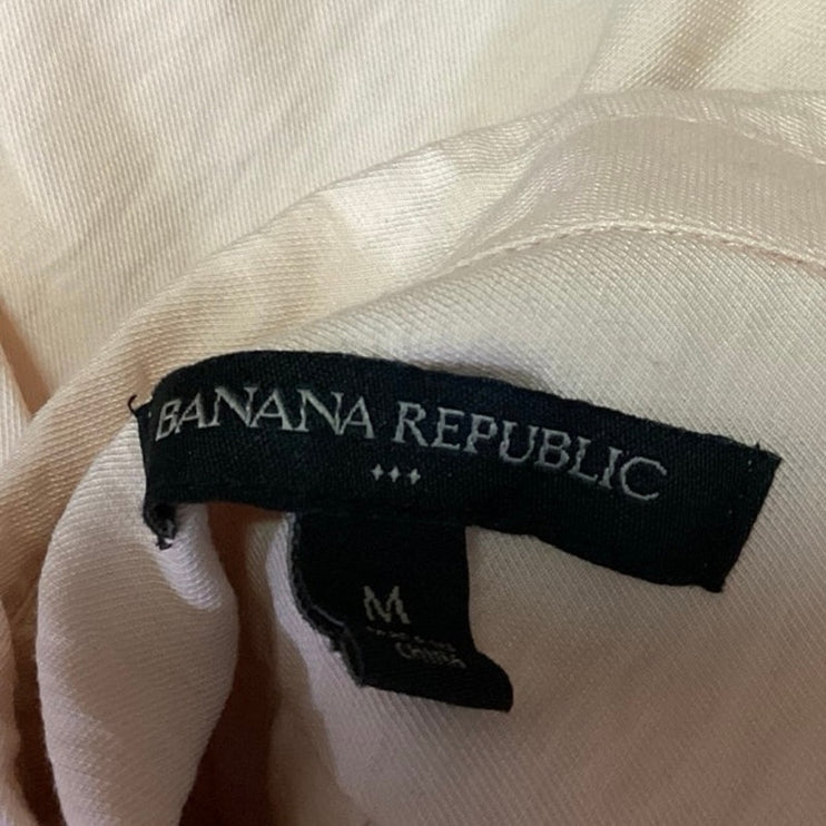 Banana Republic Women's Cream Button Up Long Sleeve Pockets Shirt Blouse Top M