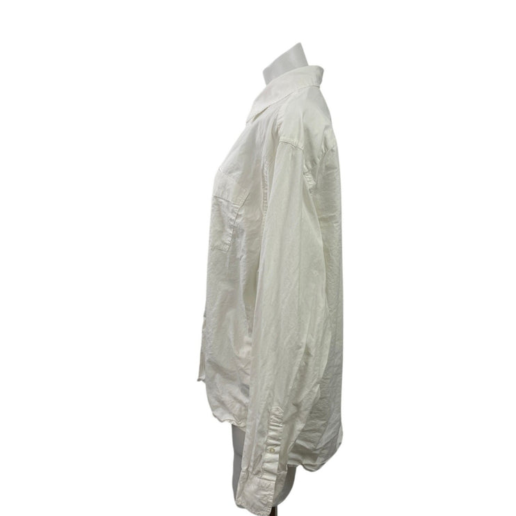 Gap Women's White Cotton Pocket Relaxed Long Sleeve Button Down Shirt Size L