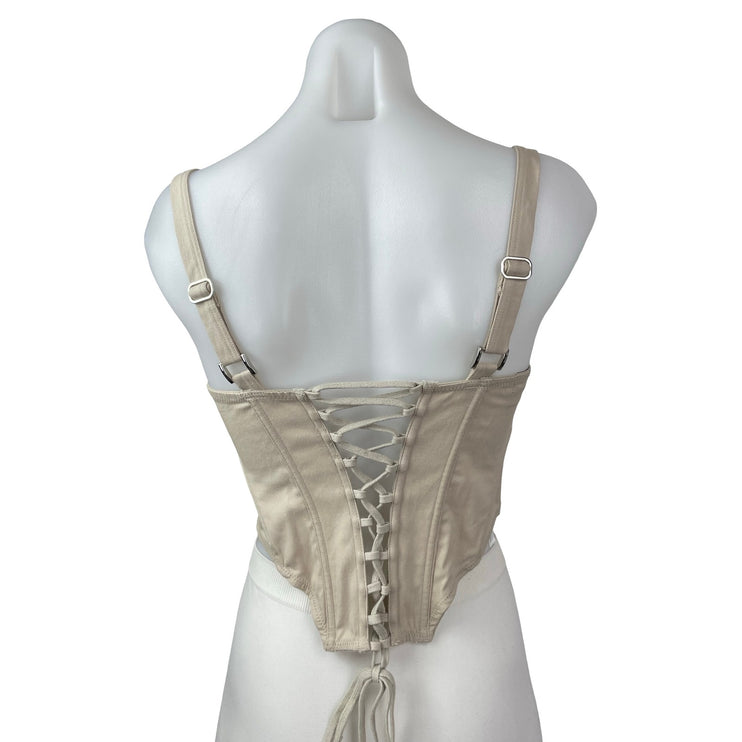 Urban Outfitters BDG Beige Corset Bustier Longline Lace Up Cami Tank Top Size S