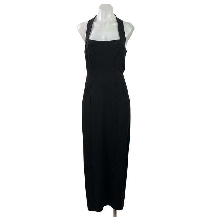 Reformation Finnian Black Halter Sleeveless Square Neck Maxi Bodycon Dress Sz M