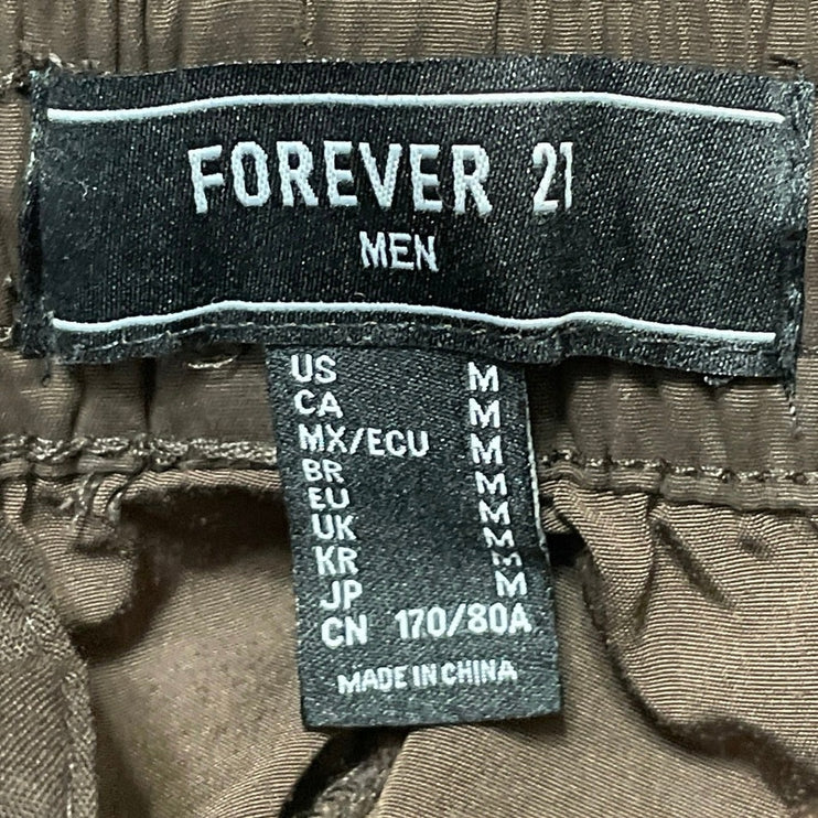 FOREVER 21 Mens Dark Brown Drawstring Pockets Straight Leg Cargo Trouser Pants M