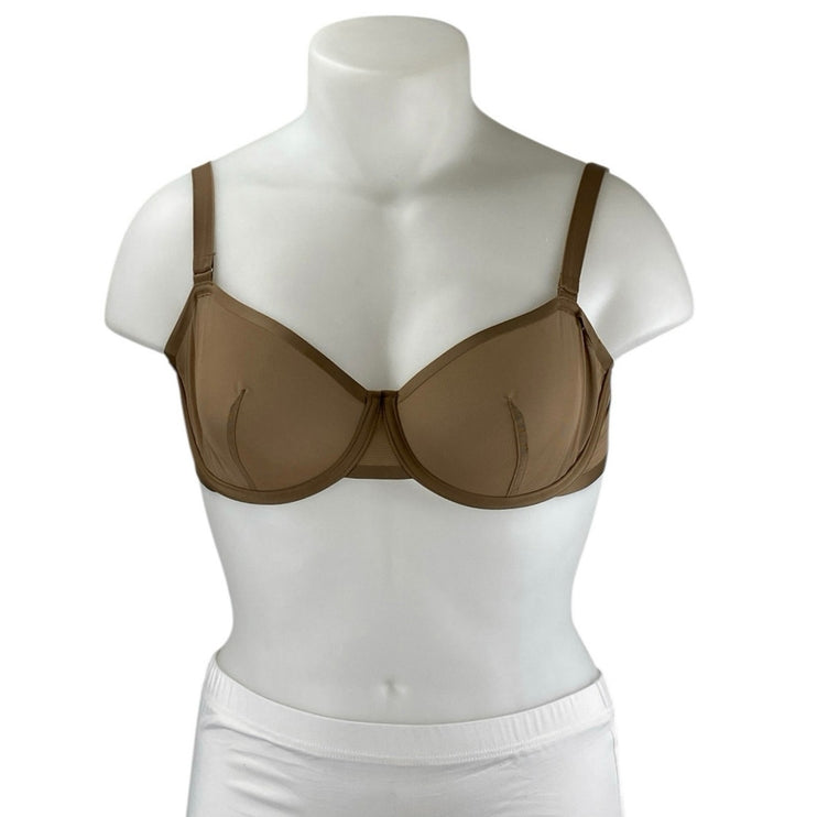 CUUP The Balconette Womens Brown Mesh Adjustable Straps Underwire Bra Top 34E