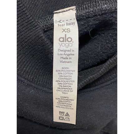 Alo Yoga Hazy Black Fleece Mock Neck Long Sleeve Sweater Sweatshirt Top Size XS