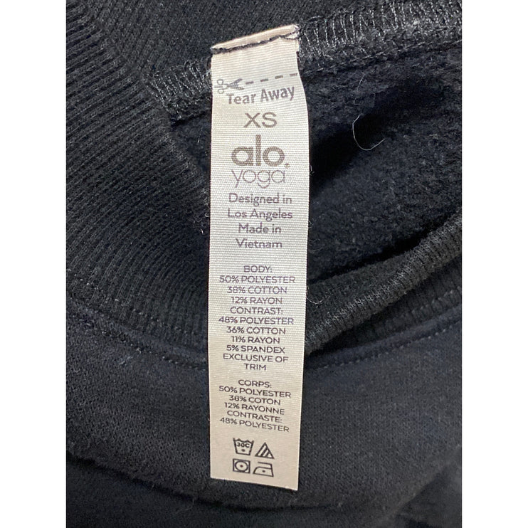 Alo Yoga Hazy Black Fleece Mock Neck Long Sleeve Sweater Sweatshirt Top Size XS