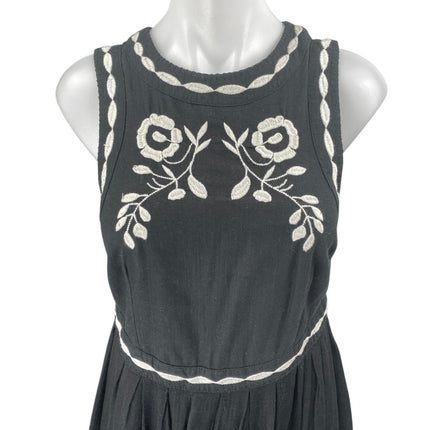 Free People Birds of a Feather Black Floral Embroidered Fit & Flare Mini Dress 4